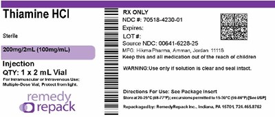 Mm2 (Thiamine HCl 200mg 2ml(100mg mL) 70518 4230 01)